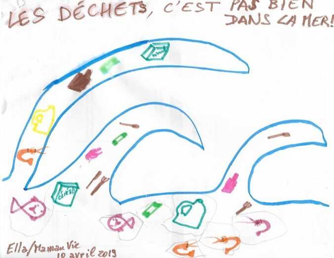 Dessin Ella déchets mer